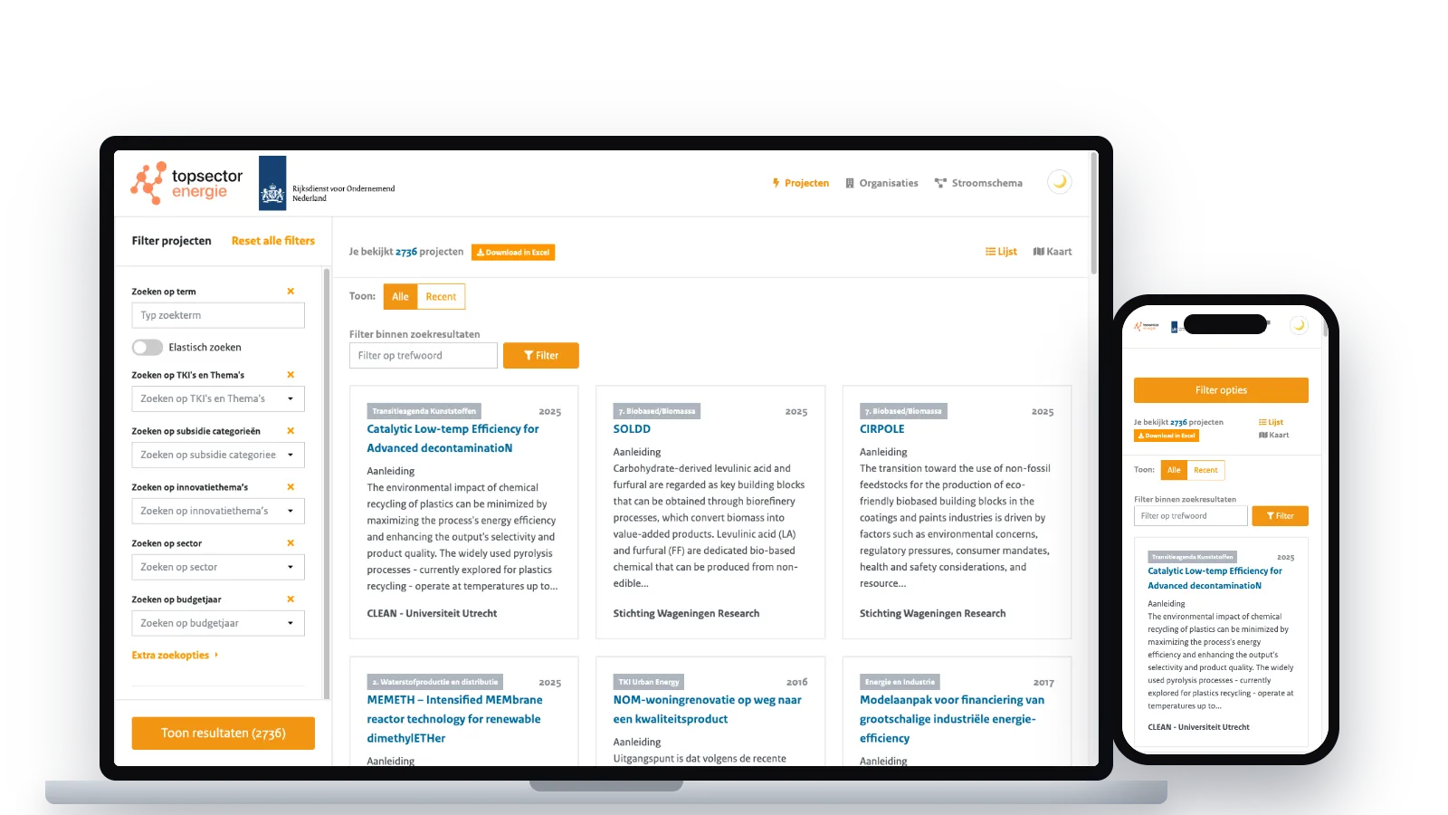 RVO / Topsector Energie projectenplatform